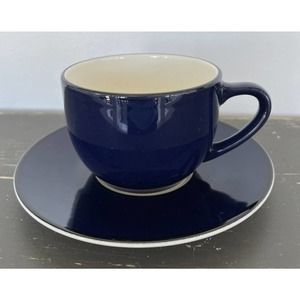 Pagnossin Colbalt Blue/White Coffee Tea Cup & Saucer Italy Ironstone Treviso